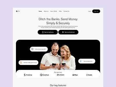 Landing page for a Fintech P2P app design fintech landing page p2p ui ui design web design website design