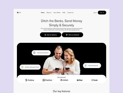 Landing page for a Fintech P2P app design fintech landing page p2p ui ui design web design website design