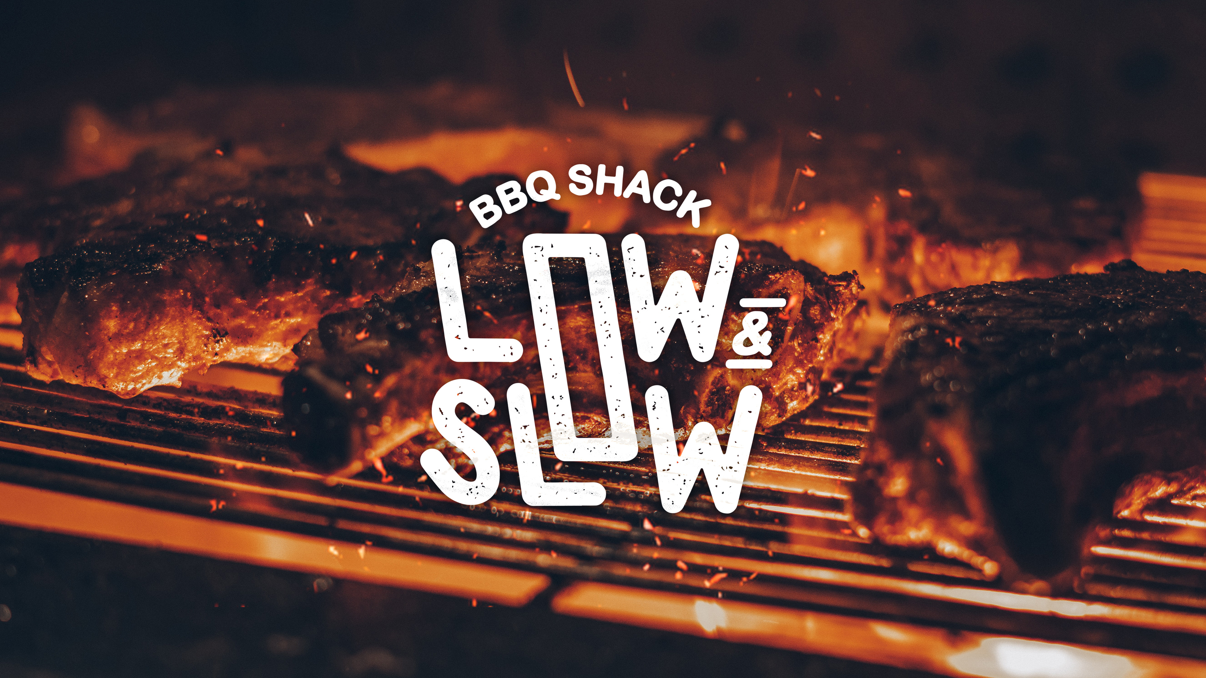 Low & Slow - BBQ Sh bbq brand identity branding burger charcoal fb fire firewood food graphic design lettering logotype low shack slow