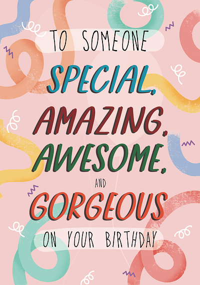 Typographics Birthday card - Green elephant cards co. birthday birthday card cheerful colourful cards e cards graphic design. digital cards graphics greeting cards greeting crads for occasions greetings illustrations illustrator vibrant