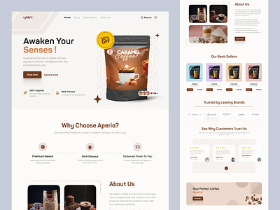 Aperio - Coffee Shop Landing Page ☕ coffee shop landing page coffee store dailyui ecommercedesign landingpage ui uiuxdesign webdesign webdesigner websitedesign