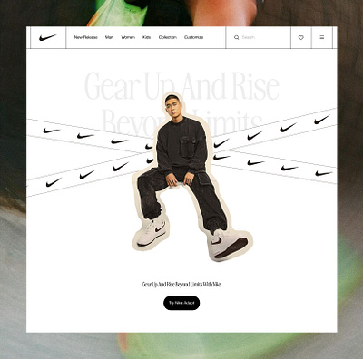 Nike - eCommerce website header animation awesome branding clean cool ecommerce fasion fresh genz logo minimal monochromatic nike shoe soft toufiq trend ui userinterface ux