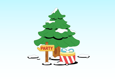 Christmas Tree, Gifts & Party cartoons illustration vector