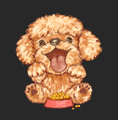 Toy poodle happy to eat animal character character design dog illustration pet puppy toy poodle