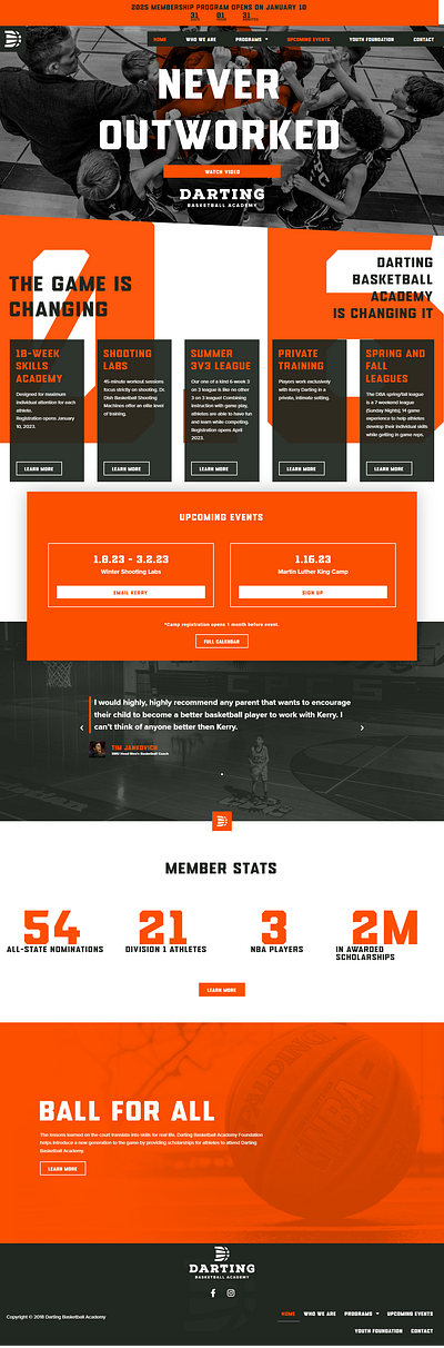 BASKETBALL ACADEMY WEBSITE elementor elementor pro redign website website website design wordpress website worpress