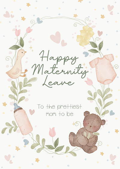 Maternity leave card baby cards baby shower card designs card designs for her cards for any occasion digital digital art digital cards digital illustrations greeting cards happy maternity cards procreate procreate drawings