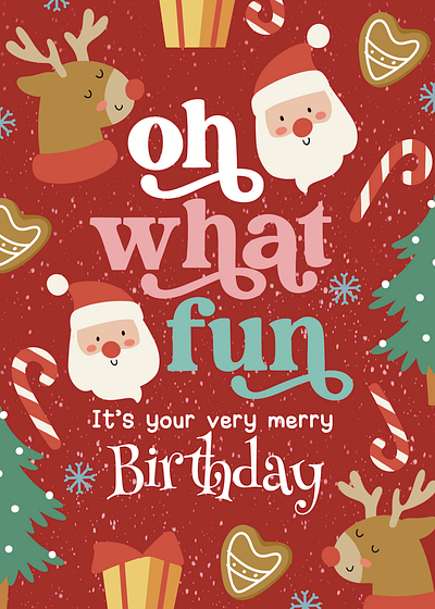 Christmas themed Birthday card birthday card cards. e cards. designs cheerful cards christmas colourful card designs digital cards e cards greeting cards greeting cards for any occasion santa clause seasonal greetings vibrant cards