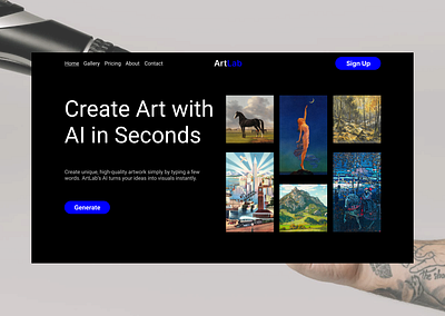 Artlab Website Design ai ai art art artificial intelligence branding business design figma graphic design illustration landing page logo ui ux web web design website