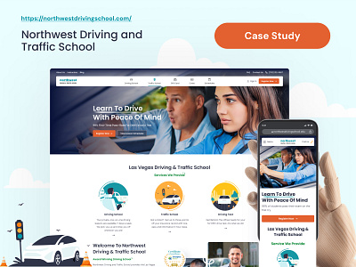 Website Design Case Study application design branding case study design driving driving school graphic design header illustrations interface design landing page minimal saas traffic school ui ux design web web app web design website