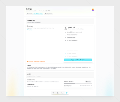 ⏀ Settings / Billing & usage billing design figma icon pack icons product design ui ui kit