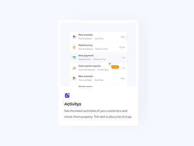 Activities card motion animation dashboard design landing lazy minimal motion motion graphics saas scroll smooth ui uiux web