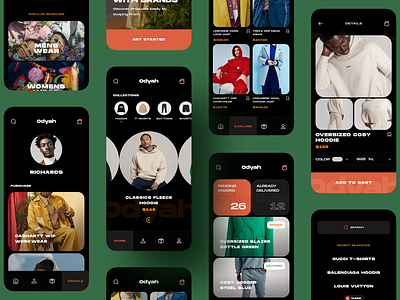 Odyah E-Commerce App animation app app project dark app design fashion app ios app minimal orix project sajon shopping app ui ux