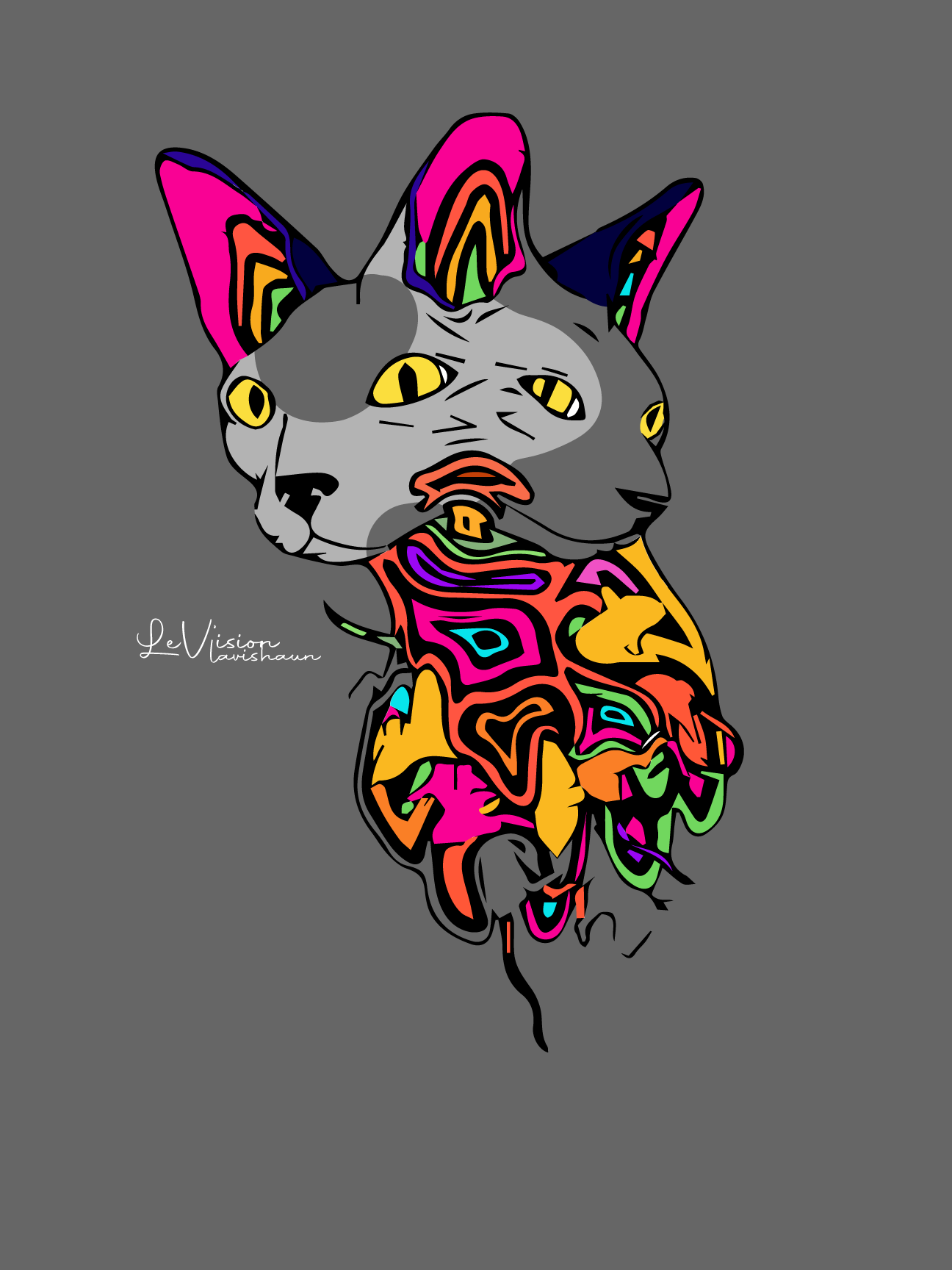 Paw Paradox (Psychedelic Twin Cat) adobe illustartor cat illustration psychedelic