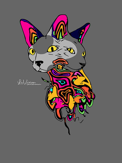 Paw Paradox (Psychedelic Twin Cat) adobe illustartor cat illustration psychedelic