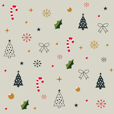 Minimalist Christmas Pattern with Holiday Icons aesthetic christmas christmas gifts christmas pattern christmas tree cute design design pattern drawing graphic design holiday vibes illustration line art merry christmas minimalist patterns simple special gifts trending vintage