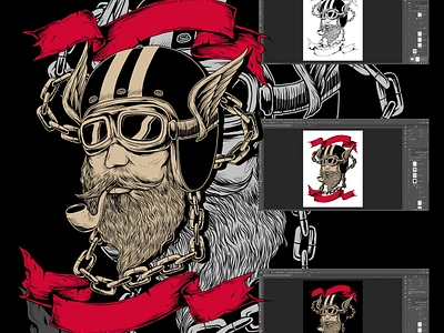 Iron Beard artwork beard bikers helm helmet motorcycle tshirt design viking