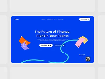 Novapay - Hero Section art direction blue colorful creative exploration fintech hero illustration minimal ui