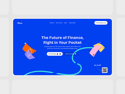 Novapay - Hero Section art direction blue colorful creative exploration fintech hero illustration minimal ui