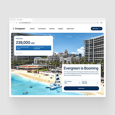 Evergreen - a fine resort web concept beach blue design interface modern resort responsive simple ui ux web web design