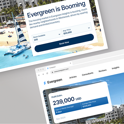 Evergreen - a fine resort web concept beach blue design interface modern resort responsive simple ui ux web web design