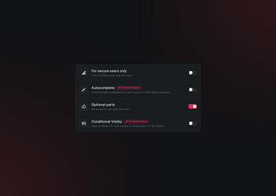 Dark Switch UI menu 2024 2025 clean dark darkui design dribbble figma happynewyear red toggle trend ui uidesign uiux