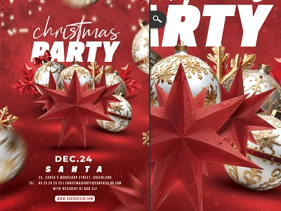 Christmas Party Flyer entertainment jingle bell promotional template