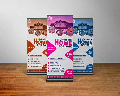 REAL ESTATE ROLLUP BANNER DESIGN. graphic design home hose land real estate