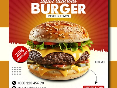 FOOD SOCIAL MEDIA POST DESIGN. burger social media post design food design food social media post design social media post design