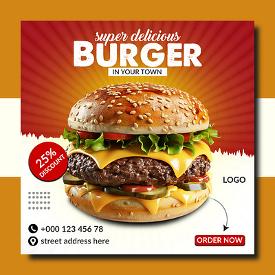 FOOD SOCIAL MEDIA POST DESIGN. burger social media post design food design food social media post design social media post design