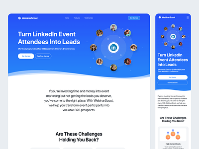 Linkedin Event Magnet | Webinar Scout lates trends responsive website ui design ui ux design wave design wordpress