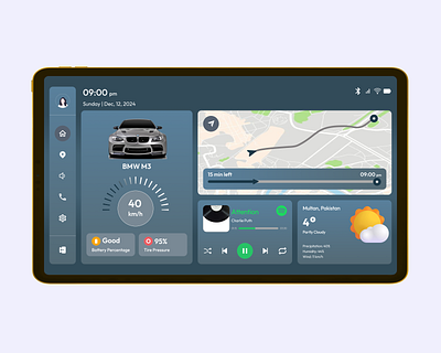 Daily UI Challenge # 89 - Car Dashboard with Touch Interface android attention bmw branding charlie puth daily challenge daily ui daily ui challenge 89 design figma figma design illustration iphone multan navigation pakistan ui uiux