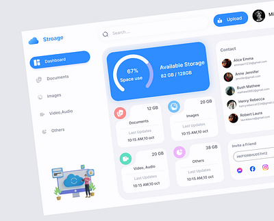 Streamlined Storage Management Dashboard appdesign dashboard digitaldesign interface materialdesign productdesign uidesign userinterface webdesign