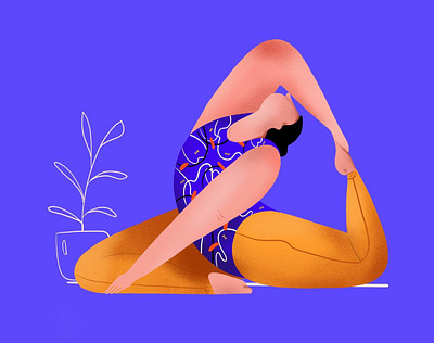 Yoga time character cute design flat girl illustration procreate