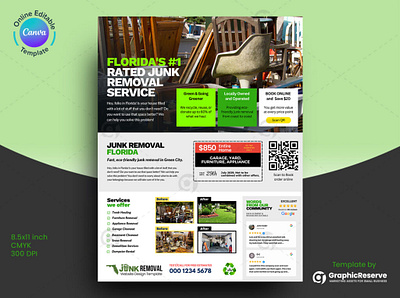 Junk Removal Marketing Flyer Canva Design Template cleaning service flyer cleaning service flyer design house cleaning flyer junk removal flyer power washing flyer pressure washing flyer pressure washing flyer design