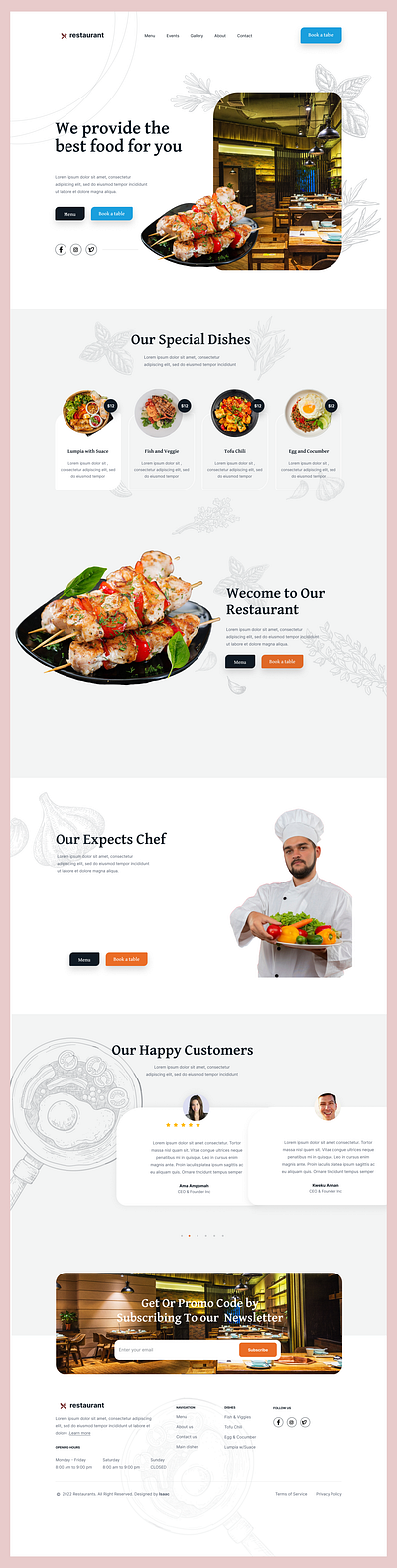 restaurant website design ui