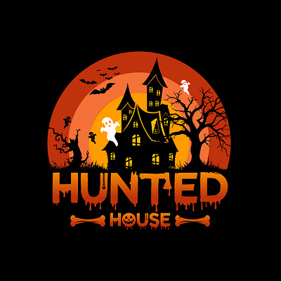 Hunted House | T-shirt Logo Design best t shirt ghost house graphic design halloween hunted house illustrator logo modern t shirt logo t shirt design t shirt logo vector