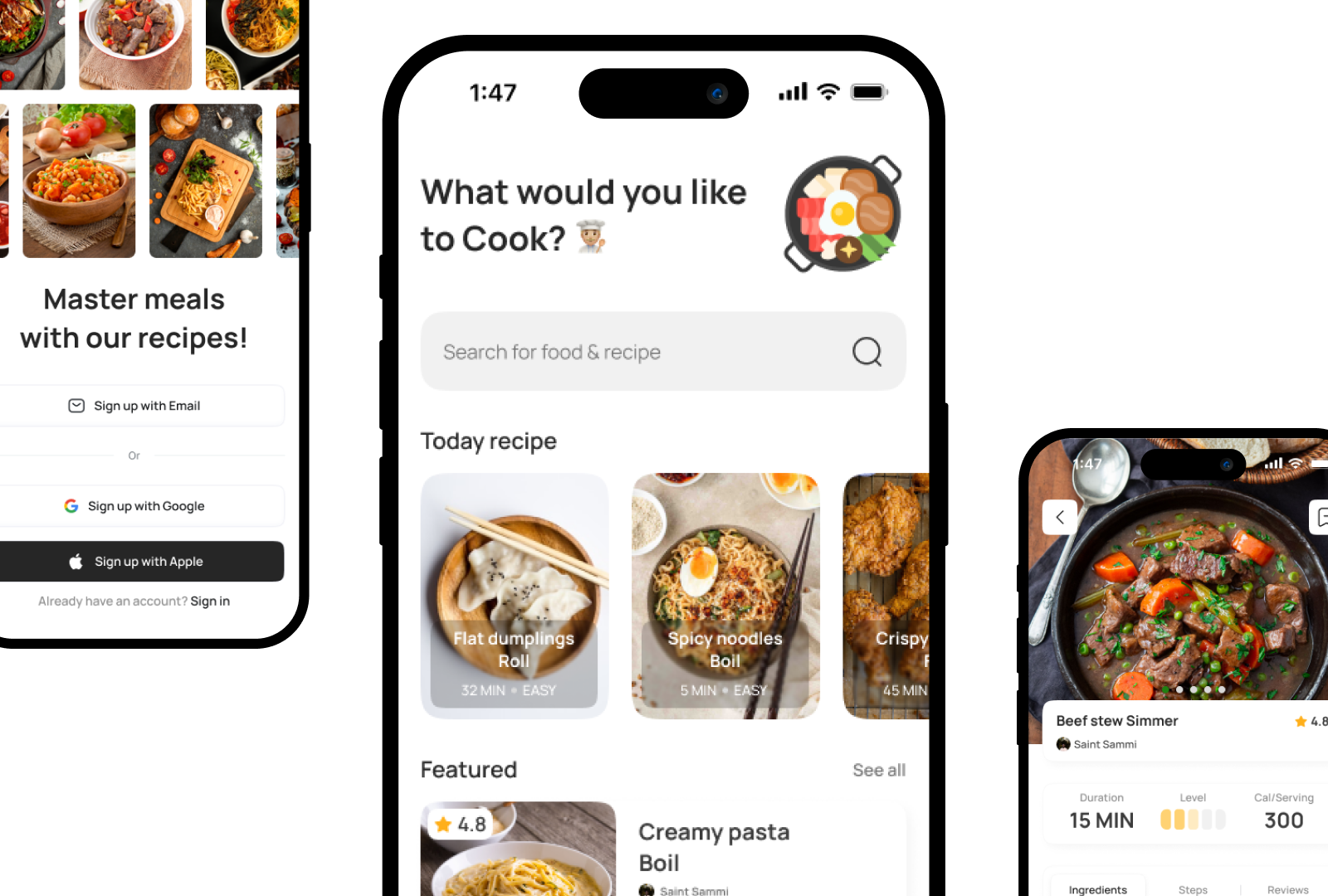 Food Recipe Mobile App design food food app illustration mobile app ui ui design uiux ux