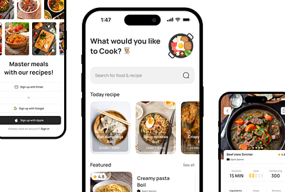 Food Recipe Mobile App design food food app illustration mobile app ui ui design uiux ux