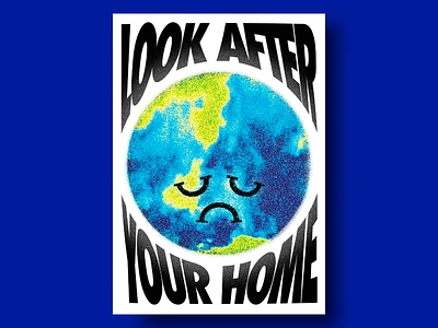 Protect Our Planet Poster bold design bold typography caring for earth colorful design creative design crying planet curved text earth poster environment theme environmental care global awareness global responsibility globe planet care planet protection protect nature sad earth save the earth typography vivid colors