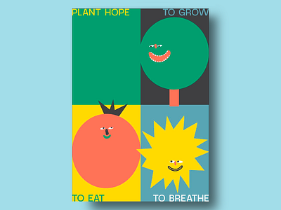 Nature's Cycle Poster bright colors colorful design colors creative eco eco friendly fruit design global action green grow nature happy nature happy planet inspirational design minimalist poster nature nature care nature positivity plant hope sun yellow