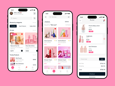 Skin Care app Design beauty products clean app cosme design e commerce app health improvement makeup mehedi hasan personal care personal treatment self care shopping app skin app skin care skin care app tics app ui ux women beauty app