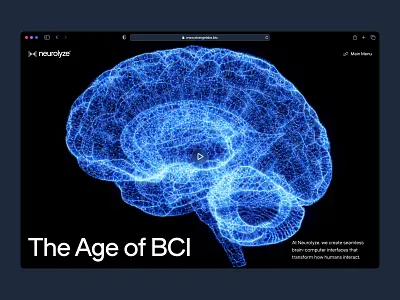 neurolyze: BCI Brain Computer Interface Landing Page UIUX 3d bci biotech biotech landing page biotech web design biotech website brain computer interface clean dark mode digital health medical tech minimal modern neurology neuroscience neuroscience website neurotechnology soft strangelabs xray