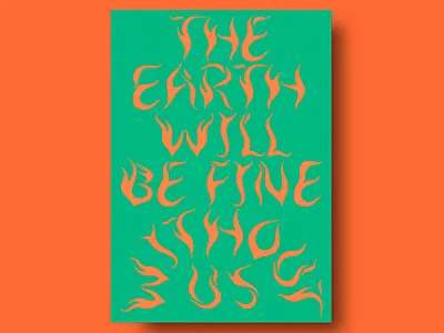 Earth's Resilience Poster climate resilience colors contrasting colors earth environmental global green green and orange green background minimalist minimalistic design modern design modern environmentalism nature nature and humanity nature focused nature resilience orange typography typography focus