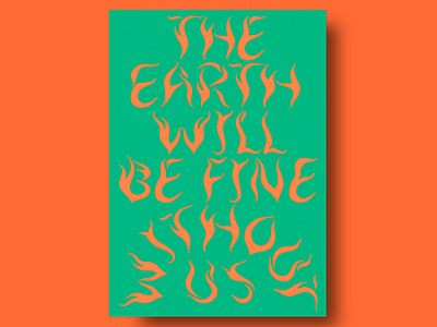 Earth's Resilience Poster climate resilience colors contrasting colors earth environmental global green green and orange green background minimalist minimalistic design modern design modern environmentalism nature nature and humanity nature focused nature resilience orange typography typography focus