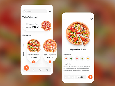 Vegetarian Pizza - Food Delivery App 🍕 app app ui app ux cheese design eating food delivery food delivery app food delivery service mobile app mushroom order pepperoni pizza pizza delivery ui ui design ux vegan pizza vegetarian pizza veggies