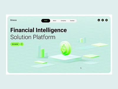 Financial Platform x Website 3d 3d scene animation finance glass green interactive animation landing page spline ui uiux ux web website