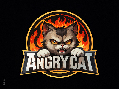 Angry cat ai art ai logo angry cat cat cat logo cats illustration illustration logo lettering logo cat logotype typography