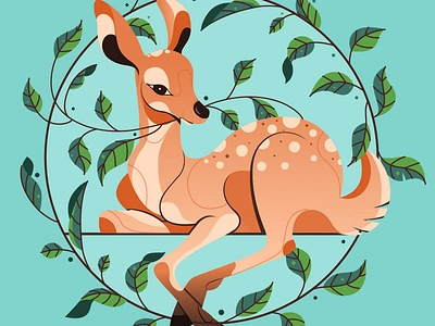 Deer with leaves artwork concept deer illustration digital art digital illustration flat vector graphic design illustration nature illustration visual arts