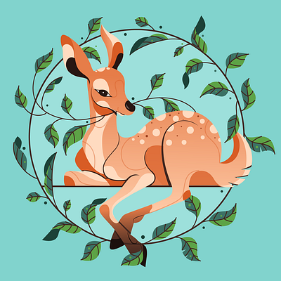 Deer with leaves artwork concept deer illustration digital art digital illustration flat vector graphic design illustration nature illustration visual arts