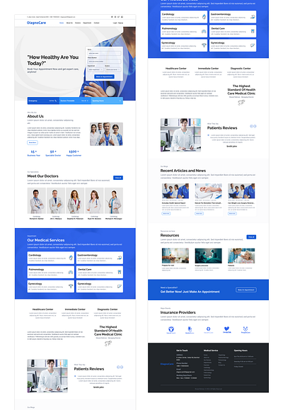 Diagnostic Center Website landing page ui ui design website design